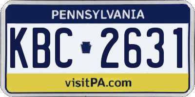 PA license plate KBC2631