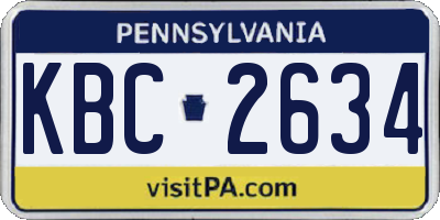 PA license plate KBC2634
