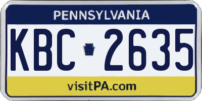 PA license plate KBC2635
