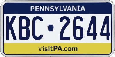 PA license plate KBC2644