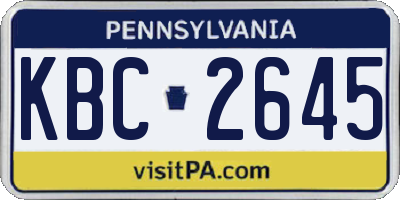 PA license plate KBC2645