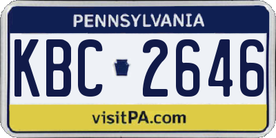 PA license plate KBC2646