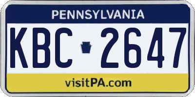 PA license plate KBC2647