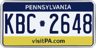 PA license plate KBC2648