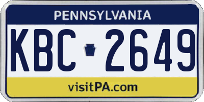 PA license plate KBC2649
