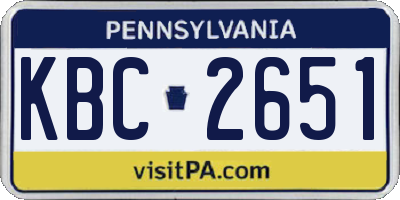 PA license plate KBC2651