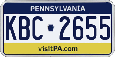 PA license plate KBC2655