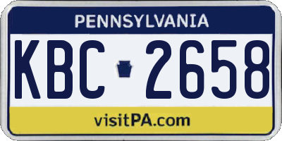 PA license plate KBC2658