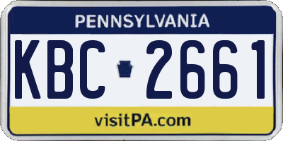 PA license plate KBC2661