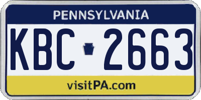 PA license plate KBC2663
