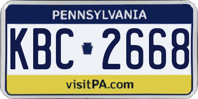 PA license plate KBC2668
