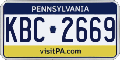 PA license plate KBC2669