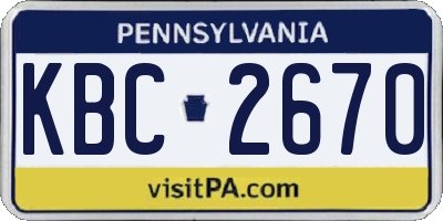 PA license plate KBC2670