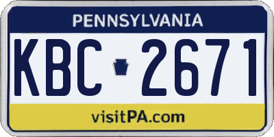 PA license plate KBC2671