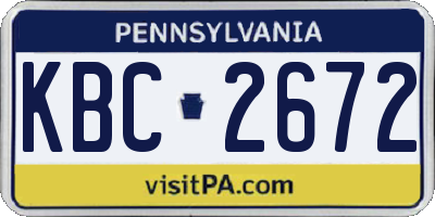 PA license plate KBC2672