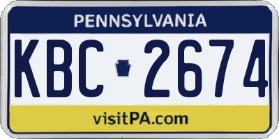 PA license plate KBC2674