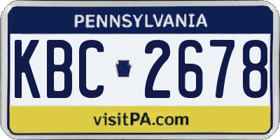 PA license plate KBC2678