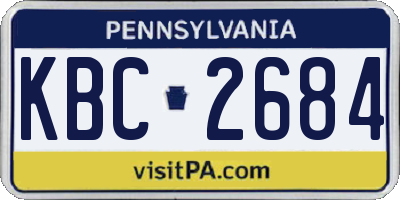 PA license plate KBC2684