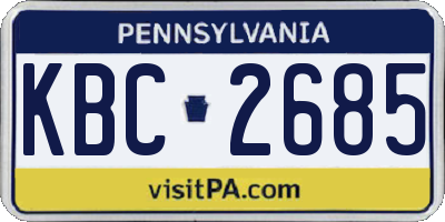 PA license plate KBC2685