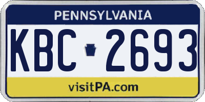 PA license plate KBC2693