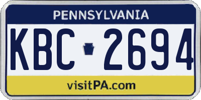 PA license plate KBC2694