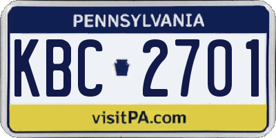 PA license plate KBC2701