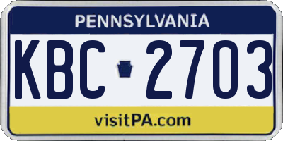 PA license plate KBC2703