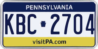 PA license plate KBC2704