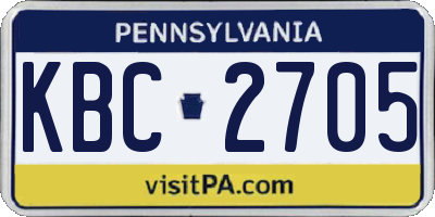 PA license plate KBC2705