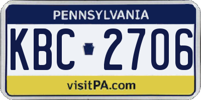 PA license plate KBC2706