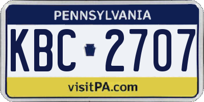 PA license plate KBC2707