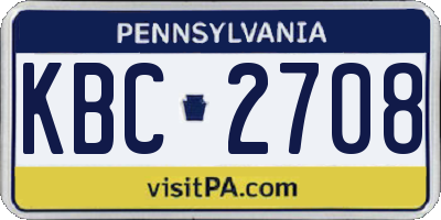 PA license plate KBC2708