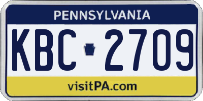PA license plate KBC2709