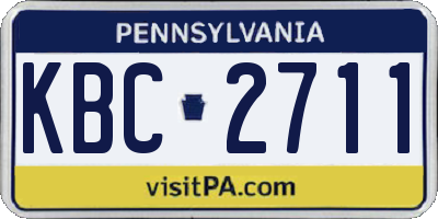 PA license plate KBC2711