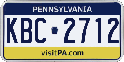 PA license plate KBC2712