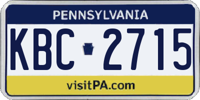 PA license plate KBC2715