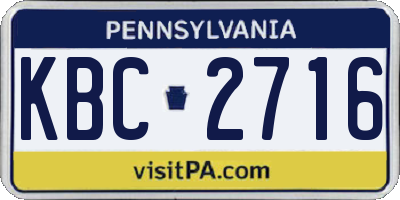 PA license plate KBC2716