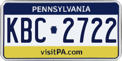 PA license plate KBC2722