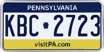 PA license plate KBC2723