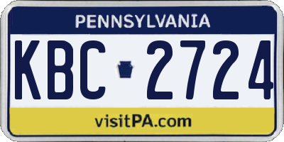 PA license plate KBC2724