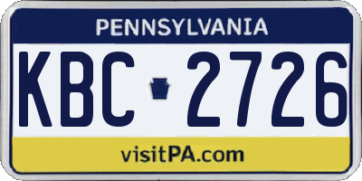 PA license plate KBC2726