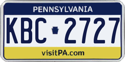 PA license plate KBC2727