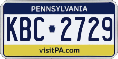 PA license plate KBC2729