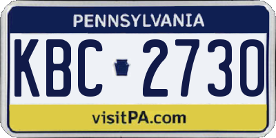 PA license plate KBC2730
