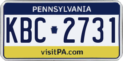 PA license plate KBC2731