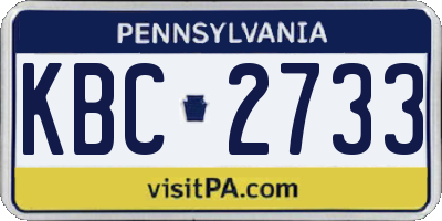 PA license plate KBC2733