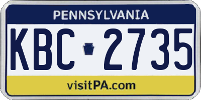 PA license plate KBC2735