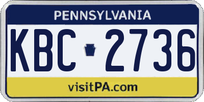 PA license plate KBC2736