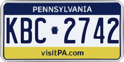 PA license plate KBC2742