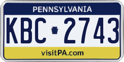 PA license plate KBC2743